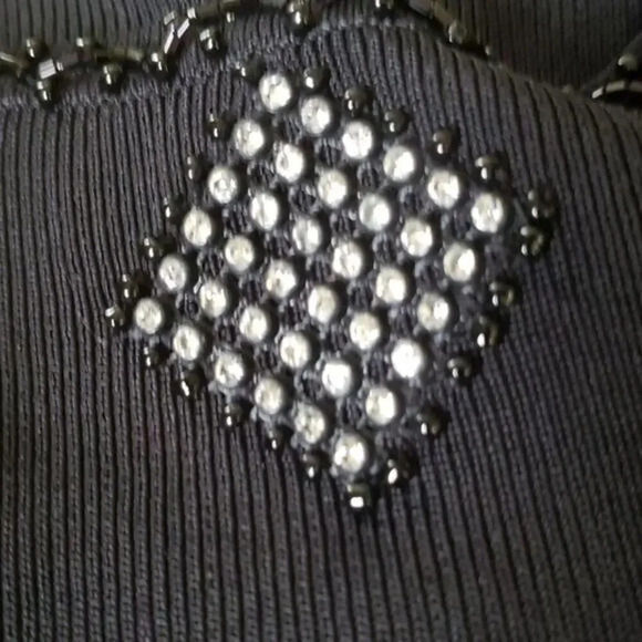 BCBG Maxazria Sequins Diamond Sleeveless Sweater Black Silver 2X - Picture 5 of 10